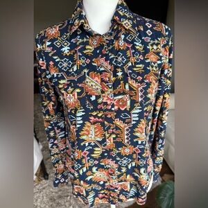 Cruel Denim XS Women’s or Girl’s Navy Geometric Button Down Western Shirt